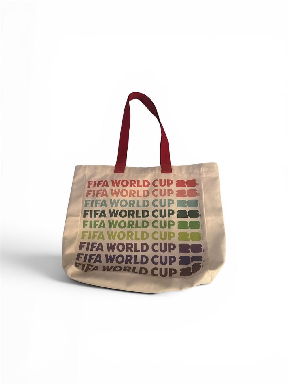 FIFA World Cup Beige Canvas Tote with Red Handles